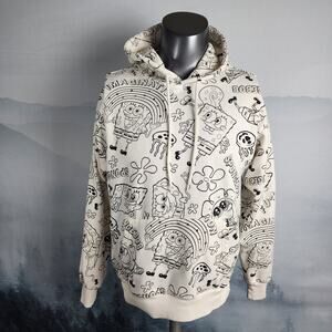 Nickelodeon Spongebob White Hoodie Sweater | Men's Medium